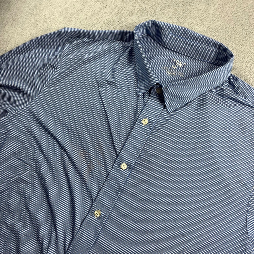 Rhone Mens XXL Blue White Gingham Short Sleeve Button Down Shirt